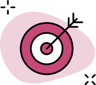 An icon of a target with an arrow in it to represent goals.