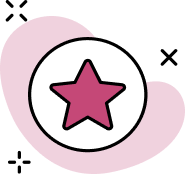 An icon of a star in a white circle to represent the results achieved on the project.